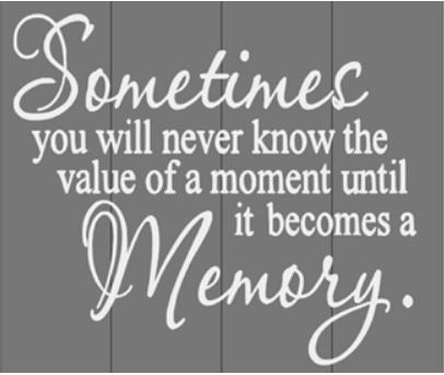 Sometimes you will never know the value of a moment 14x17