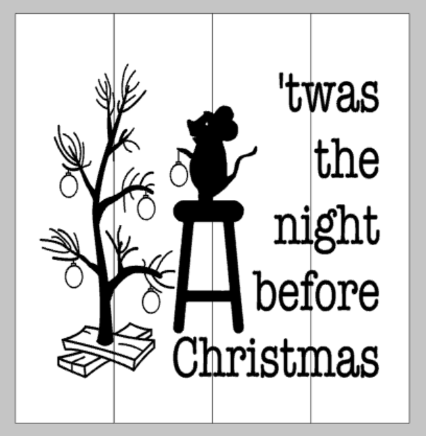 Twas the night before Christmas with mouse 14x14