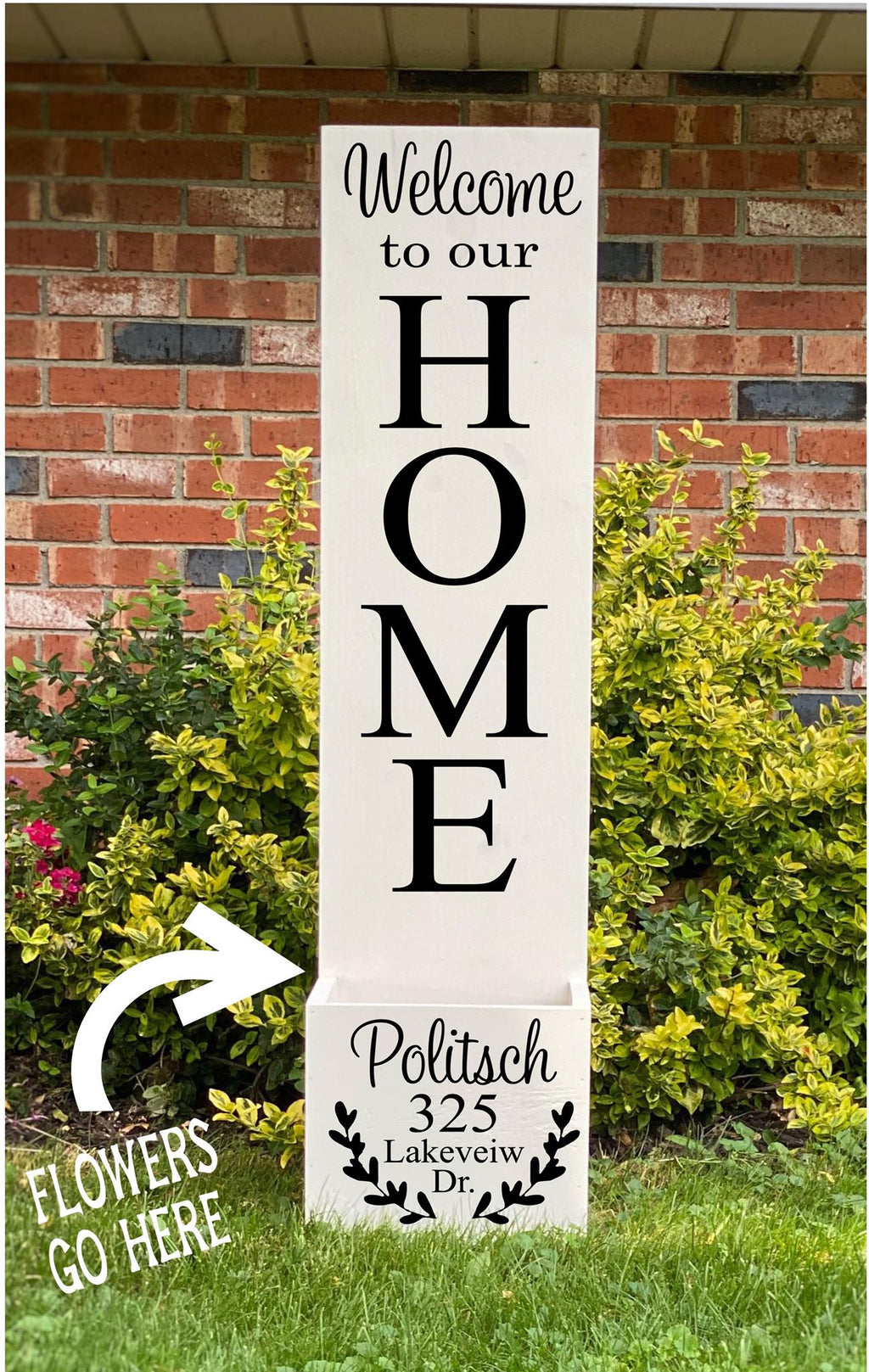 Porch Planter - Welcome with Family last name and address