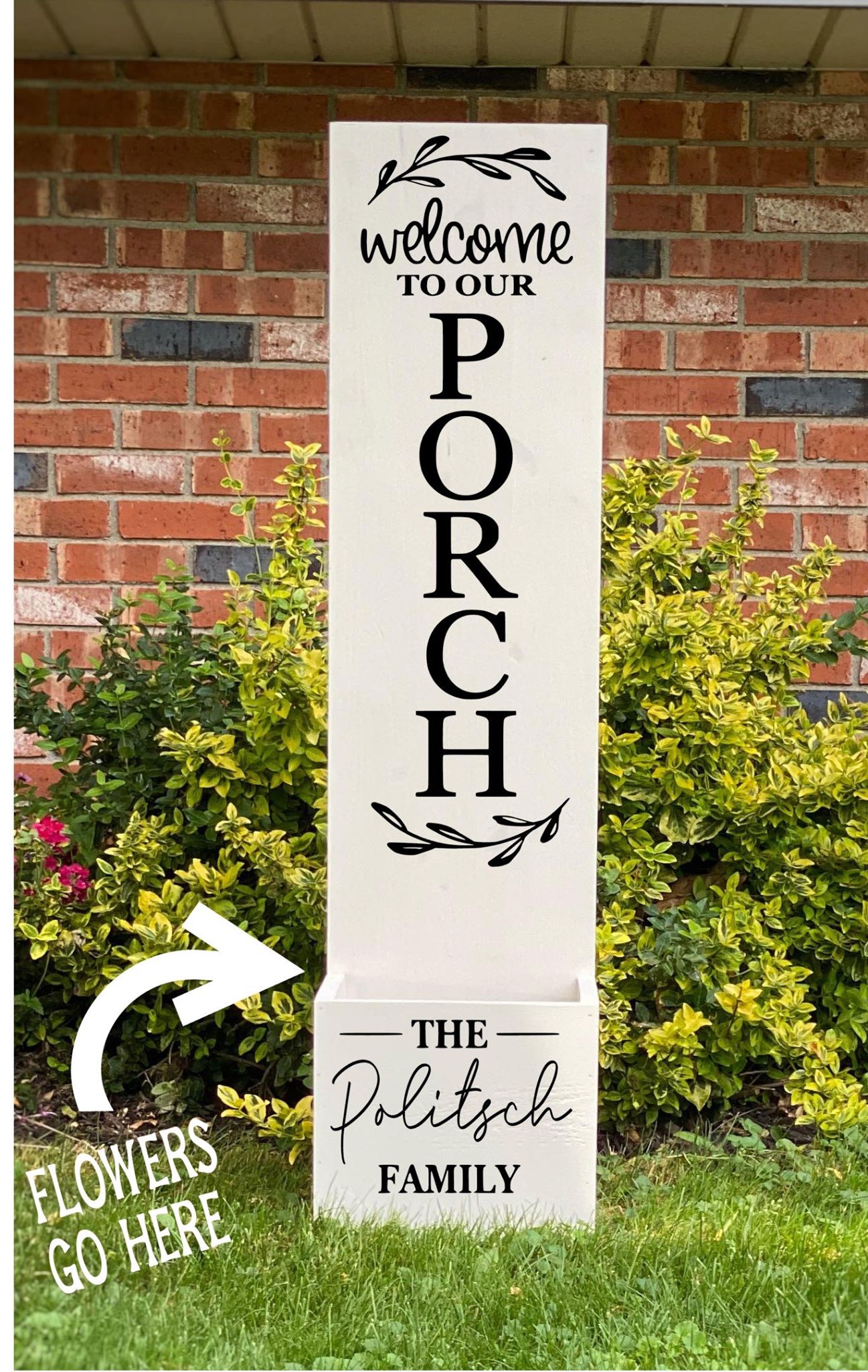 Porch Planter - Welcome to our porch with family name
