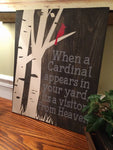 When a cardinal visits your yard vertical 14X17